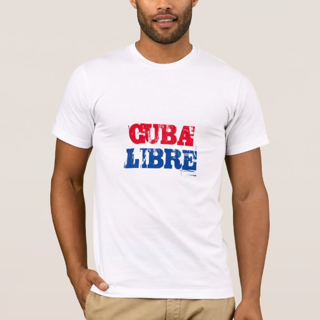 Kubas rött vitt blått Libre SOS Cuba T Shirt (Framsida)