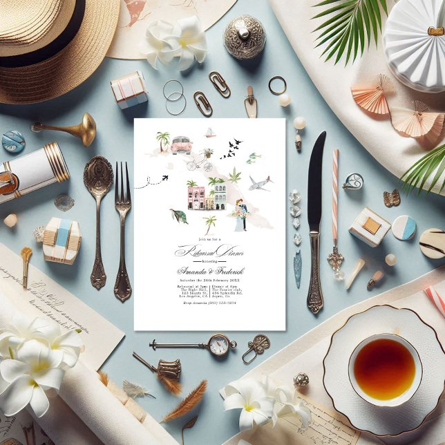 Kubas semesterfirare för Destinationsbröllop Inbjudningar (Cuba Destination Wedding Rehearsal Dinner Invitation)