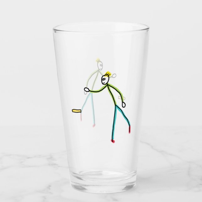 Kubb Lekande Stickman Glaskopp (Framsida)