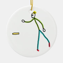 Kubb Lekande Stickman Julgransprydnad Keramik