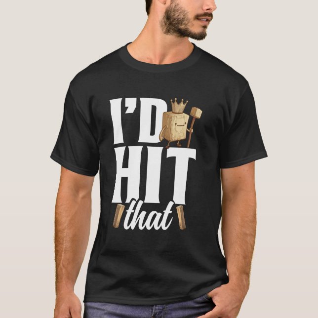 Kubb Player Viking Chess Älskare Yard Game Set Kub T Shirt (Framsida)