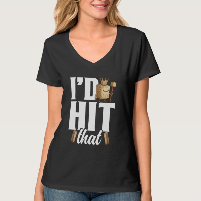 Kubb Player Viking Chess Älskare Yard Game Set Kub T Shirt (Framsida)
