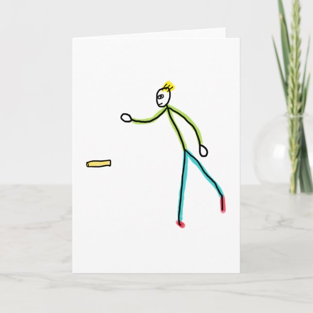 Kubb Playing Stickman Kort (Framsida)