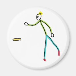 Kubb Playing Stickman Magnet