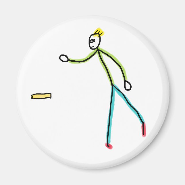 Kubb Playing Stickman Magnet (Framsidan)
