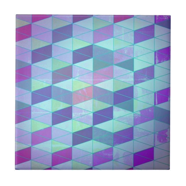 Kubformad geometrisk mönster i trianglar kakelplatta (Framsidan)