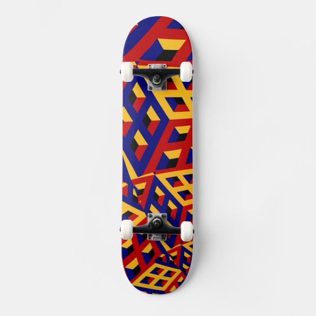 Kubikmönster Skateboard Bräda 21,5 Cm (Framsida)