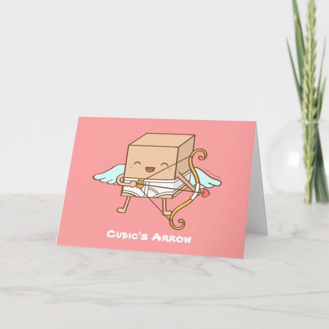 Kubisk Cupid Pil Valentinsk Pun Humor Helgkort (Framsida)