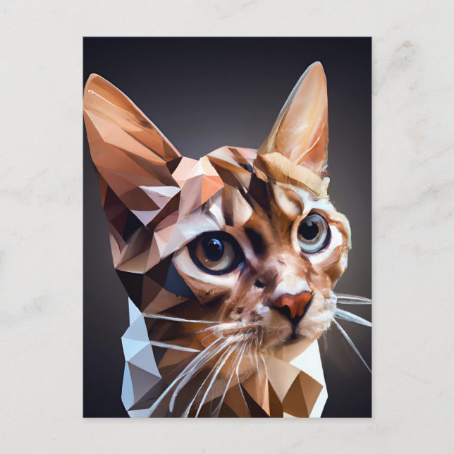 Kubisk katt AI-genererad konst Vykort (Framsida)