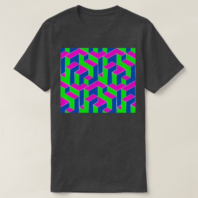 Kubiskt Mönster Luminous 80s T Shirt (Design framsida)
