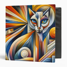 Kubism Cat Bold Färg 3-Ring Binder