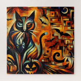 Kubism Halloween Cat Jigszle Puzzle Pussel