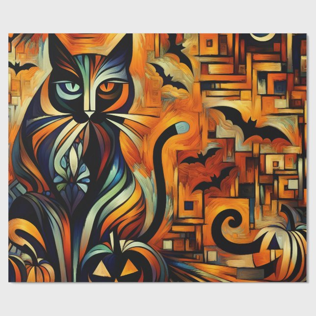 Kubism Halloween Cat Presentpapper (Platt)