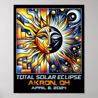Kubism Total solförmörkelse Akron Ohio Poster