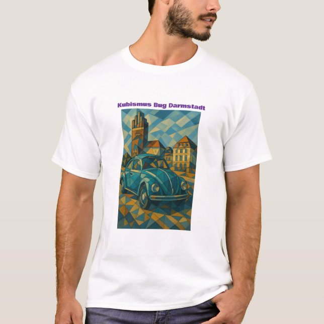 Kubismus Bug am Fünffingerturm Darmstadt T Shirt (Framsida)