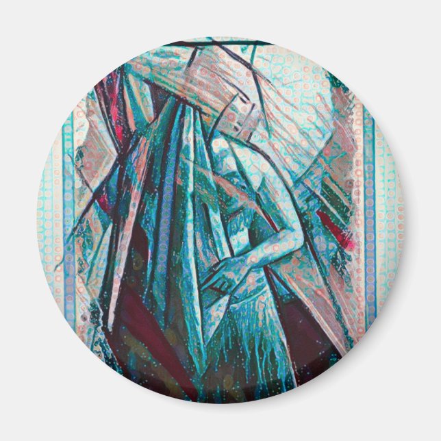 Kubist Art Deco Belly Dancer Magnet (Framsidan)