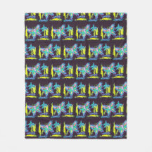 Kubist Butterflies och Flowers Fleece Blanket