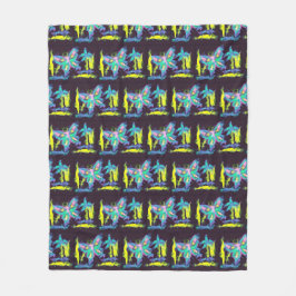 Kubist Butterflies och Flowers Fleece Blanket