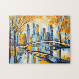 Kubist Höstbro i Cityscape Pussel