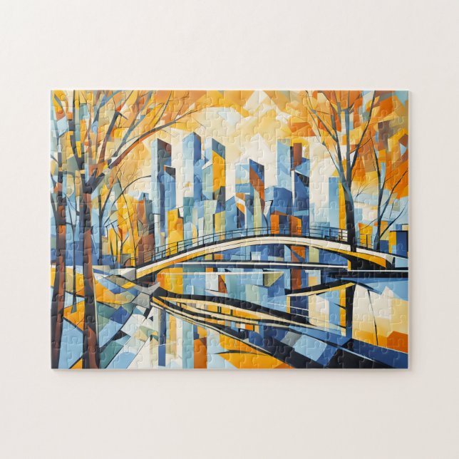 Kubist Höstbro i Cityscape Pussel (Horisontell)