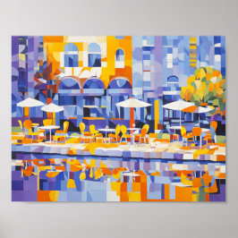 Kubist Street Café med Arches Poster