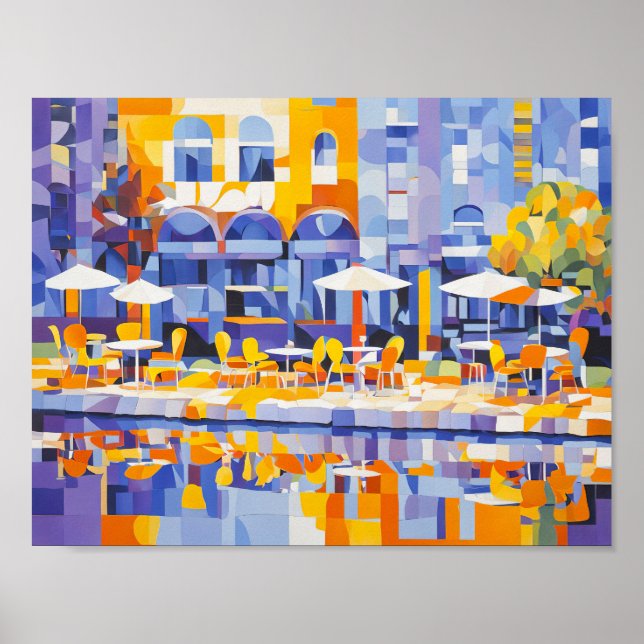 Kubist Street Café med Arches Poster (Framsidan)