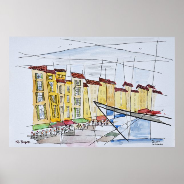 Kubistisk Abstrakt | Saint-Tropez, Franska Riviera Poster (Framsidan)