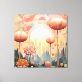 Kubistisk botanisk drömmeri Abstrakt landskap Canvastryck