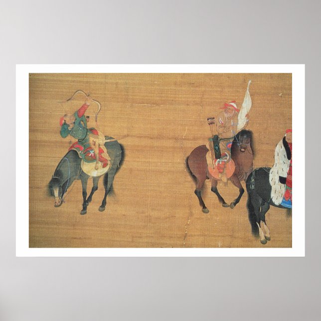 Kublai Khan (1214-94) Hunting (detaljer), Yuan dyn Poster (Framsidan)