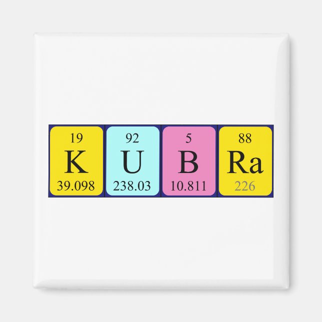 Kübra Periodisk bord namn magnet (Framsidan)