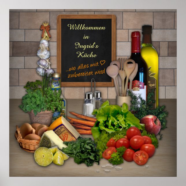 Küchenförhandsmit Deinem Namen Poster (Framsidan)