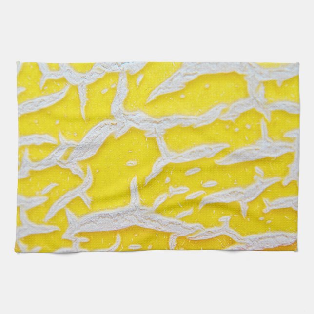 Küchentuch gelb-graues Melonenmster Kökshandduk (Horisontell)