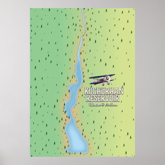 Kuchurhan reservoar Ukraina & Moldavien Karta Poster (Framsidan)