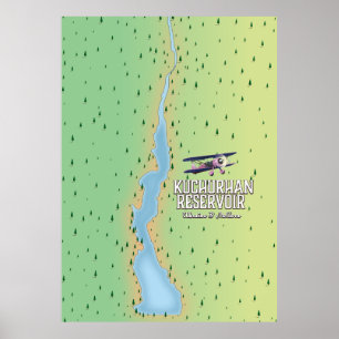 Kuchurhan-reservoar Ukraina och Moldavien Karta Poster