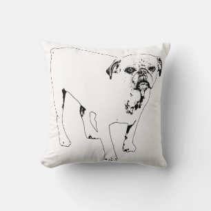 Kudd med konturerad hund ger lugn grafisk hemmastä kudde