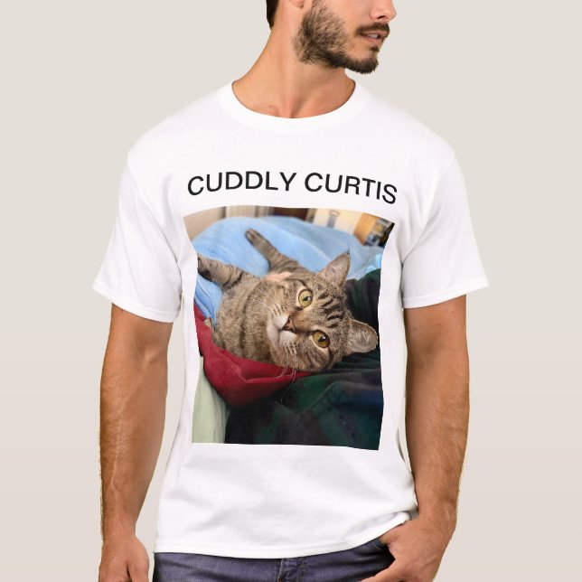Kudda Curtis Tabby katt T Shirt (Framsida)