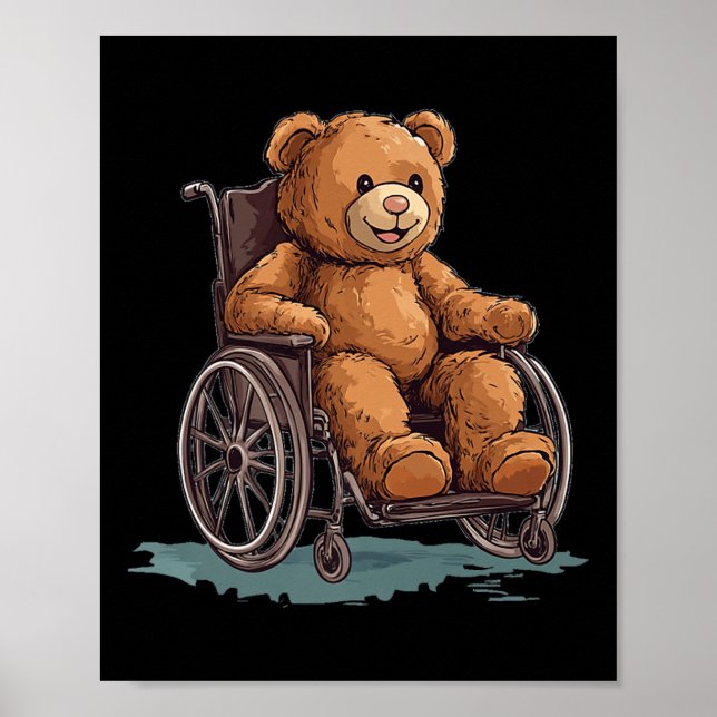 Kudda Nallar i rullstolsutrustning för pojkar Poster (Framsidan)