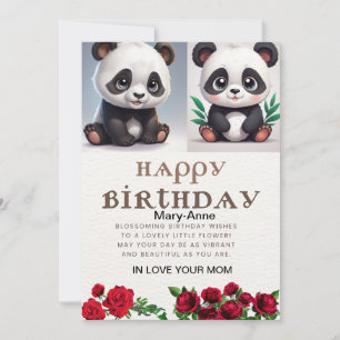 Kudda panda, skrivbart födelsedagskort julkort