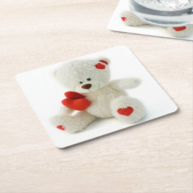 Kuddar för Love Teddy Underlägg Papper Kvadrat (Vinklad)