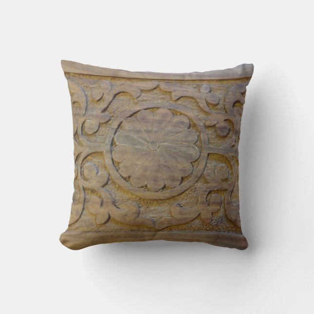 Kuddar Textured Teakträ Scroll Design (Framsida)
