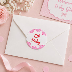 Kuddarosa moln Babyflicka Babyshower Runt Klistermärke