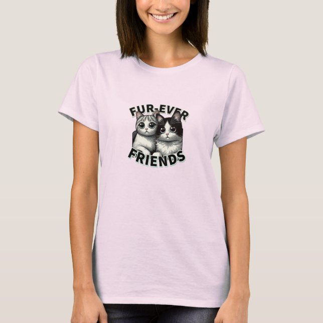 Kuddassistenter - Vänskapen Cute Cat T Shirt (Framsida)