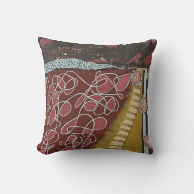 Kudde 16" X 16", saker får invecklad målning (Framsida)