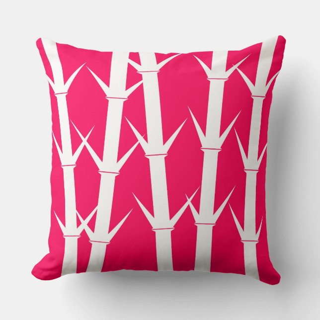 Kudde "Bamboo" - Vit/fuksia och fuksia/vit (Framsida)