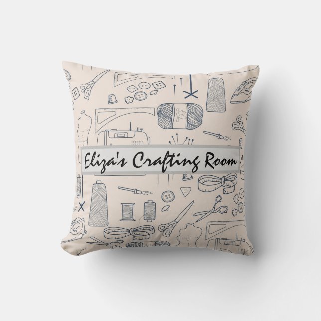 Kudde för Crafting Room. Redigerbar text (Framsida)