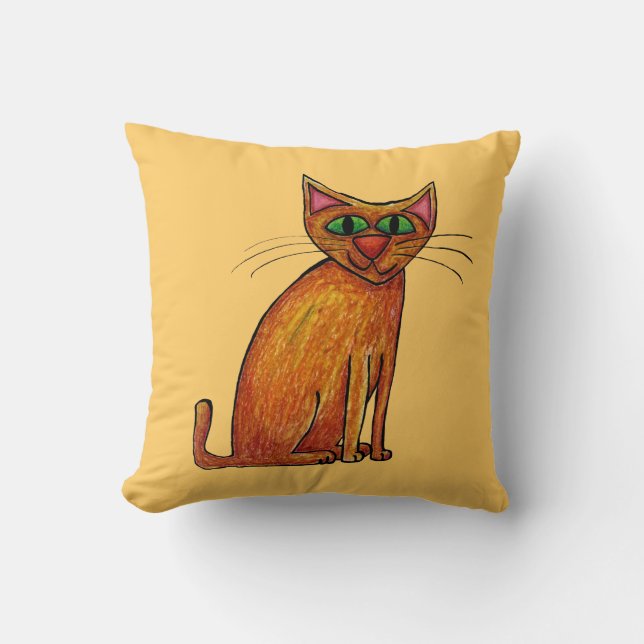 Kudde, Glad Orange Katt Kudde (Framsida)