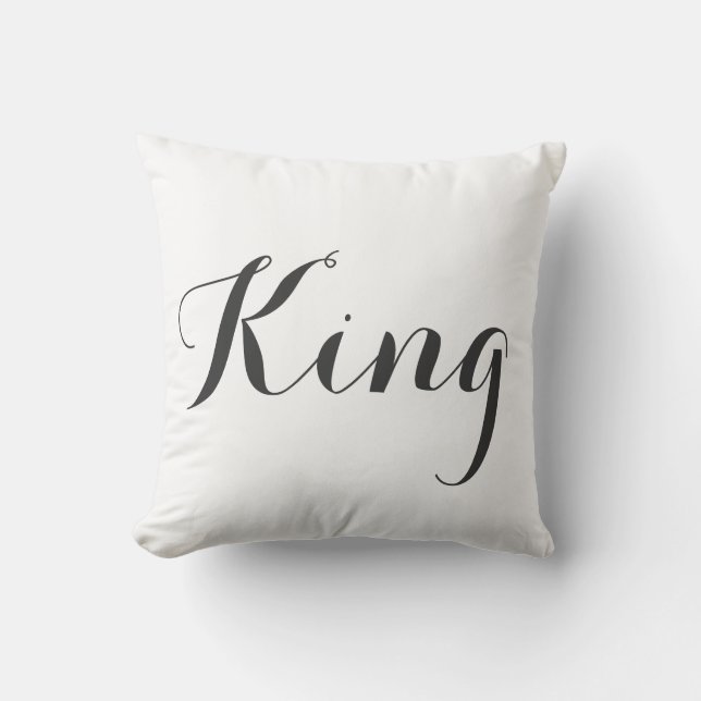 Kudde, göra till kung, vit, svarten, typografi kudde (Framsida)