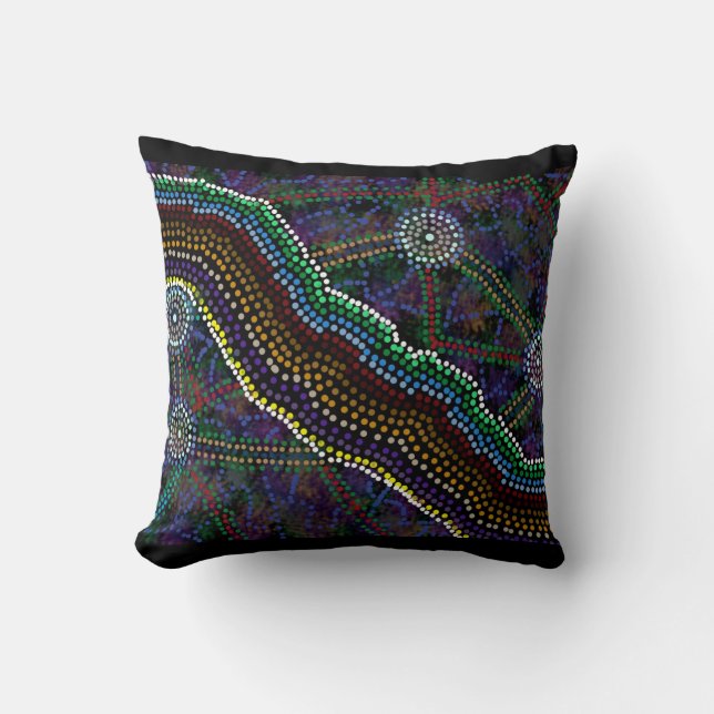 Kudde med australiensisk aboriginsk design (Framsida)