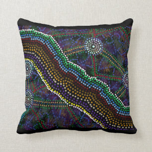 Kudde med australiensisk aboriginsk design