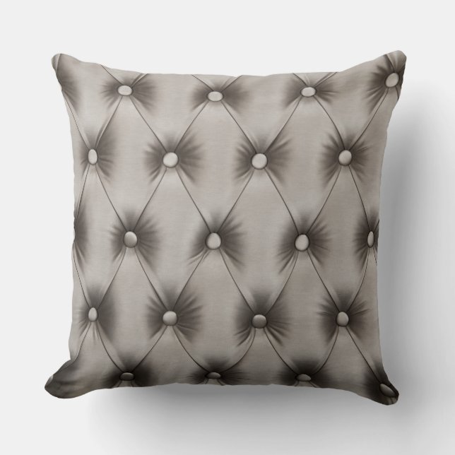 Kudde med grå färg- & krickacapitone (Framsida)